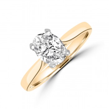18ct Gold and Platinum .90ct Oval FSi2 Diamond Solitaire Ring