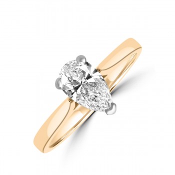 18ct Gold and Platinum .70ct Pear DSi2 Diamond Solitaire Ring