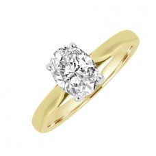 18ct Gold and Platinum .63ct Oval DSi1 Diamond Solitaire Ring