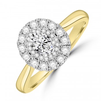 18ct Gold and Platinum Oval GVVS2 Diamond Double Halo ring