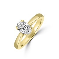18ct Gold and Platinum Solitaire Oval DSi1 Diamond ring