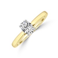18ct Gold and Platinum Oval DSi1 Diamond Solitaire ring