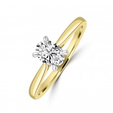 18ct Gold and Platinum Solitaire Oval DSi1 Diamond ring