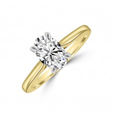 18ct Gold and Platinum Solitaire Oval DSi2 Diamond ring