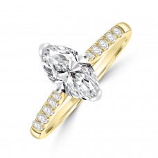 18ct Gold and Platinum Solitaire Marquise Diamond ring