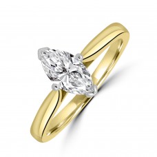18ct Gold Platinum Solitaire Marquise DVS2 Diamond ring