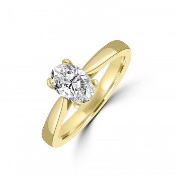 18ct Gold Platinum Oval Solitaire FSi1 Diamond ring