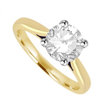 18ct Gold Platinum Solitaire GSi2 Diamond ring