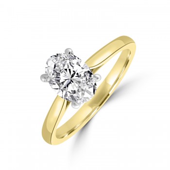 18ct Gold Platinum Solitaire Oval GVS2 Diamond ring