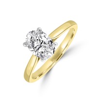 18ct Gold Platinum Oval Solitaire FVS2 Diamond Hidden Halo ring