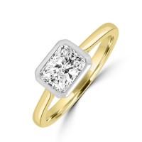 18ct Gold Platinum Radiant Diamond Signature Solitaire ring