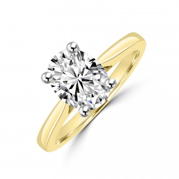 18ct Gold Platinum Solitaire Oval ESi2 Diamond ring