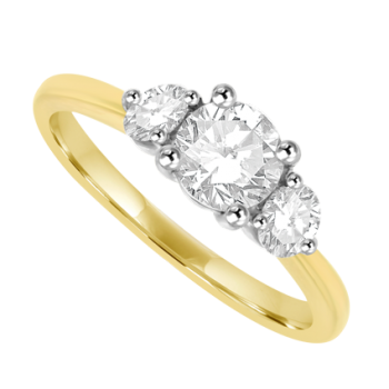 18ct Gold 3-Stone .84ct Diamond Ring