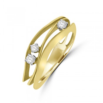 18ct Yellow Gold Diamond Cammilli Wave Ring