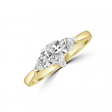 18ct Gold Three-stone Pear cut DVVS2 Diamond Ring