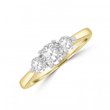 18ct Yellow Gold Three-stone .75ct Diamond Ring