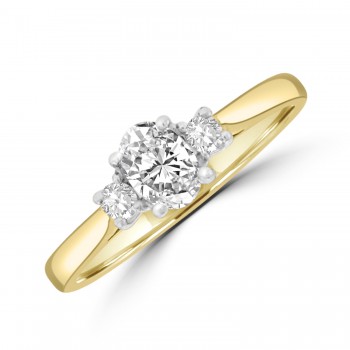 18ct Yellow Gold Oval Three-Stone Ring.