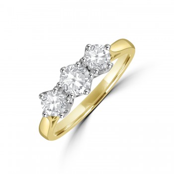 18ct Gold Three-stone .79ct Diamond Vintage setting Ring