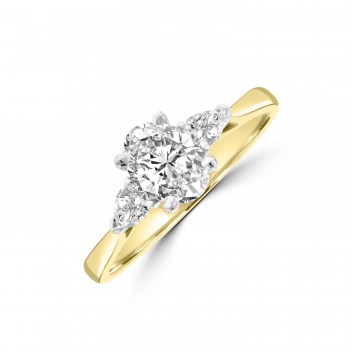 18ct Gold and Platinum Three-stone Oval & Pear Diamond Ring