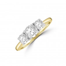 18ct Gold and Platinum DSi1 Diamond Three-stone Ring