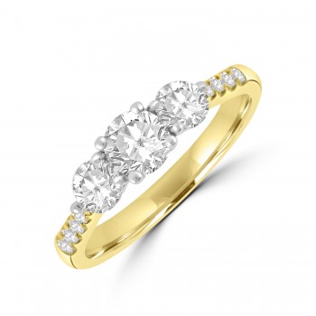18ct Gold Three-stone .84ct Diamond Ring