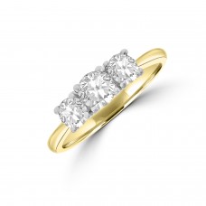 18ct Gold & Platinuim Three-stone DSi2 DIamond Ring