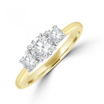 18ct Gold and Platinum Three-stone ESi2 Diamond Ring