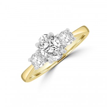 18ct Gold and Platinum 3-stone Oval EVVS1 Diamond ring