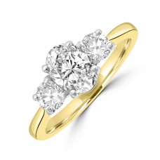 18ct Gold and Platinum Three-stone Oval ESi2 Diamond ring
