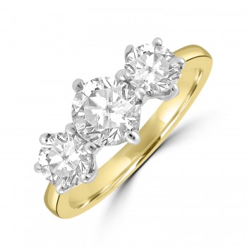 18ct Gold Three-stone DSi1 Diamond 6-claw ring