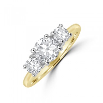 18ct Gold and Platinum Three-stone GSi2 Diamond ring