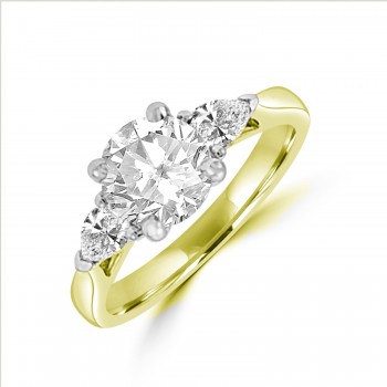 18ct Gold and Platinum GSi1 Diamond and Pear ring