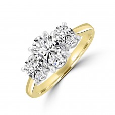 18ct Gold and Platinum Three-stone Oval DSi2 Diamond ring