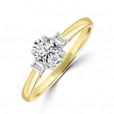 18ct Gold and Platinum Oval ESi1 Diamond and Baguette ring