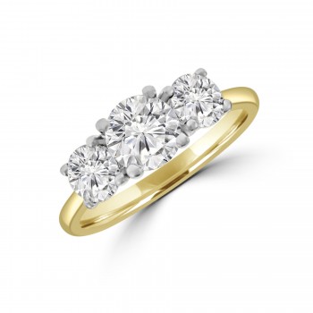 18ct Gold and Platinum Three-stone DSi1 Diamond ring
