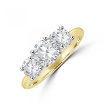 18ct Gold and Platinum Three-stone DSi2 Diamond ring