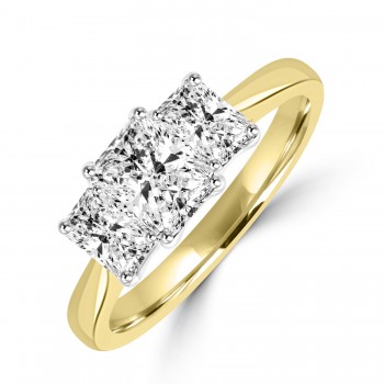 18ct Gold Platinum Three-stone Radiant cut Diamond ring