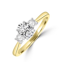18ct Gold Platinum Three-stone Oval ESi1 Diamond ring