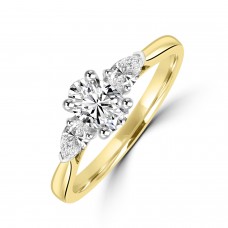 18ct Gold Platinum Oval DVS2 Diamond and Pear three-stone ring