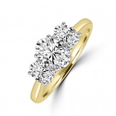 18ct Gold Platinum Three-stone Oval GSi2 Diamond ring