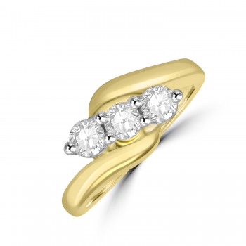 18ct Gold Three-stone Diamond Twist ring