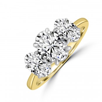 18ct Gold Platinum Oval DSi Diamond Trilogy ring