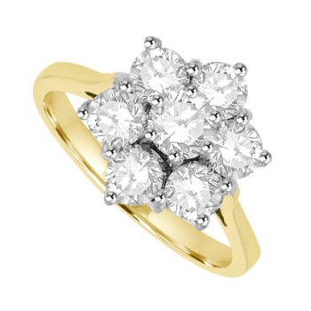 18ct Gold 7-Stone 1.01ct Diamond Flower Cluster Ring