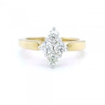 18ct Gold 4-Stone 2x2 Diamond Cluster Ring