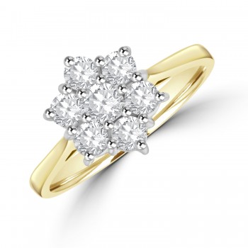 18ct Gold 7-stone Flower Cluster .64ct Diamond Ring