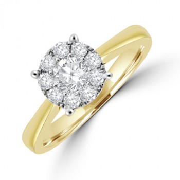 18ct Gold Solitaire Illusion Cluster Ring