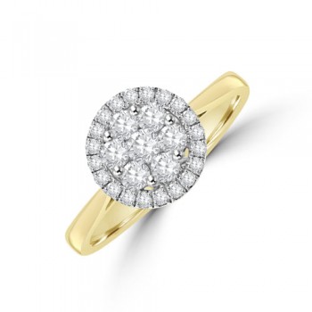 18ct Gold Daisy Cluster Diamond Halo Ring