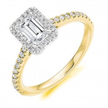 18ct Gold & Platinum Emerald cut FVS2 Diamond Ring