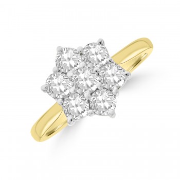 18ct Gold Daisy 1.02ct Diamond Cluster Wedd Fit Ring