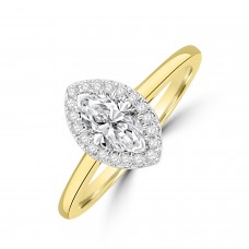 18ct Gold Marquise EVS1 Diamond Halo Ring